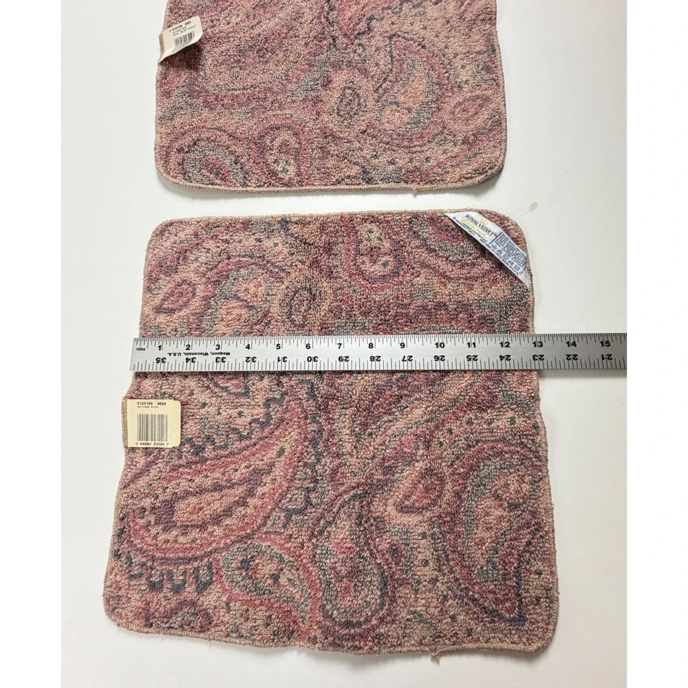 Viintage Royal Velvet Fieldcrest Washcloth Set 2 Antique Rose Paisley Cotton NWT